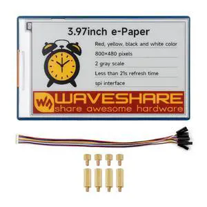 3.97inch E-Paper Display HAT+, E-Ink Display, 800 × 480 Pixels, Red/Yellow/Black/White, SPI Interface, Standard 40PIN GPIO Header, with Driver Board 3.97inch E-Paper Display HAT+, E-Ink Display, 800 × 480 Pixels, Red/Yellow/Black/White, SPI Interface, Standard 40PIN GPIO Header, with Driver Board