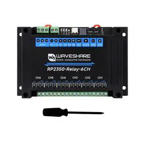 Industrial 6-Channel RP2350 Relay Module, Onboard RS485 / Pico HAT interfaces, with Multiple Isolation Protection Circuits, Industrial-Grade, Rail-Mount Case Industrial 6-Channel RP2350 Relay Module, Onboard RS485 / Pico HAT interfaces, with Multiple Isolation Protection Circuits, Industrial-Grade, Rail-Mount Case