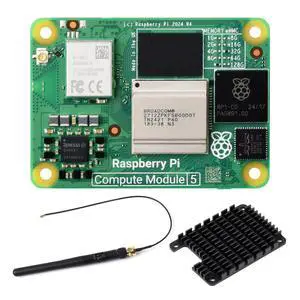 CM5 Pi Compute Module 5Comes with an Official CM5116032 (with Wireless, 16GB RAM, 32GB eMMC Flash), an Antenna Kit and a HEATSINK. (3 Items) CM5 Pi Compute Module 5Comes with an Official CM5116032 (with Wireless, 16GB RAM, 32GB eMMC Flash), an Antenna Kit and a HEATSINK. (3 Items)
