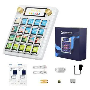 MK20 AI Voice Control Panel, Onboard 20 × 0.85inch Mechanical LCD Macro Keys and A 2.8inch Secondary Screen, High-Precision Dual Knobs, Supports Linux + QMK Dual-System Architecture, White MK20 AI Voice Control Panel, Onboard 20 × 0.85inch Mechanical LCD Macro Keys and A 2.8inch Secondary Screen, High-Precision Dual Knobs, Supports Linux + QMK Dual-System Architecture, White