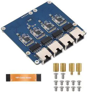 PCIe to 4-Ch Gigabit ETH Board (B) Compatible with 5/RPi OS, Driver-Free, Plug and Play PCIe to 4-Ch Gigabit ETH Board (B) Compatible with 5/RPi OS, Driver-Free, Plug and Play