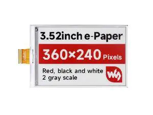 3.52inch e-Paper Display (B), e-Ink Display, 360x240, Red/Black/White, SPI Interface, Raw E-Paper, Without Driver Board 3.52inch e-Paper Display (B), e-Ink Display, 360x240, Red/Black/White, SPI Interface, Raw E-Paper, Without Driver Board