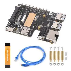 PCIe to MiniPCIe/Gigabit Ethernet/USB 3.2 Gen1 HAT, Compatible with 5, Supports MiniPCIe Interface 4G Module, High-Speed Networking, Multiple OS Support PCIe to MiniPCIe/Gigabit Ethernet/USB 3.2 Gen1 HAT, Compatible with 5, Supports MiniPCIe Interface 4G Module, High-Speed Networking, Multiple OS Support