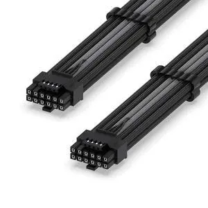 12VHPWR PSU Sleeved Cable, 12V-2x6, 600W, 60cm, Black Grey 12VHPWR PSU Sleeved Cable, 12V-2x6, 600W, 60cm, Black Grey