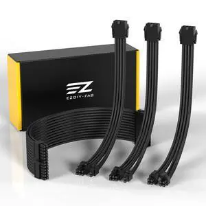 PSU Cable Extension Kit, 18AWG Sleeved, ATX/EPS/PCIe, 30cm, Black PSU Cable Extension Kit, 18AWG Sleeved, ATX/EPS/PCIe, 30cm, Black