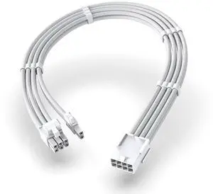PCIe 8-Pin GPU Extension Cable, Female to 6+2 Male, 30cm, White PCIe 8-Pin GPU Extension Cable, Female to 6+2 Male, 30cm, White
