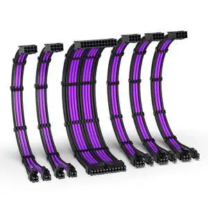 16AWG PSU Extension Kit, 300MM, 24-Pin/2xEPS/3xPCIe, Black Purple 16AWG PSU Extension Kit, 300MM, 24-Pin/2xEPS/3xPCIe, Black Purple