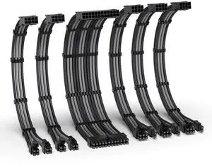 16AWG PSU Extension Kit, 300MM, 24-Pin/2xEPS/3xPCIe, Black Grey 16AWG PSU Extension Kit, 300MM, 24-Pin/2xEPS/3xPCIe, Black Grey