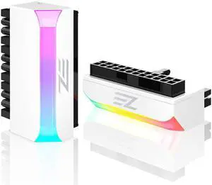 ATX 24-pin 90 Degree Power Connector Adapter 5V 3 Pin ARGB Rainbow Female to Male Power Adapter for Computer Motherboard ATX Power Supply- White-1 Pack ATX 24-pin 90 Degree Power Connector Adapter 5V 3 Pin ARGB Rainbow Female to Male Power Adapter for Computer Motherboard ATX Power Supply- White-1 Pack