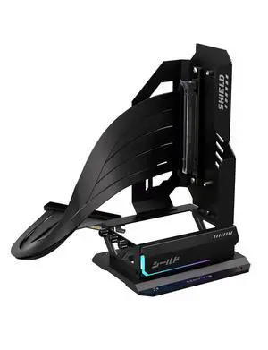 Shield ARGB Upright GPU Mount with PCIe 5.0 Riser Cable, Vertical GPU Bracket Support RTX 50 Series, 20 Degree Adjustable Angle, Magnetic & Fan-Slot Installation, 5V ARGB Sync Black 400mm Shield ARGB Upright GPU Mount with PCIe 5.0 Riser Cable, Vertical GPU Bracket Support RTX 50 Series, 20 Degree Adjustable Angle, Magnetic & Fan-Slot Installation, 5V ARGB Sync Black 400mm
