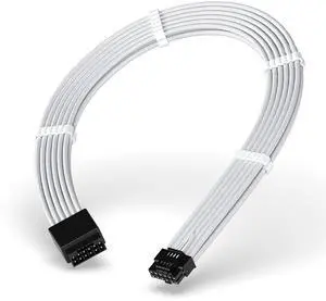 16pin (12+4) 12VHPWR PCIe 5.0 GPU Power Sleeved Cable Extension, Male to Female, Compatible with RTX 5080, 5070, 4090, 4080, 4070,16AWG with Cable Combs-White 16pin (12+4) 12VHPWR PCIe 5.0 GPU Power Sleeved Cable Extension, Male to Female, Compatible with RTX 5080, 5070, 4090, 4080, 4070,16AWG with Cable Combs-White