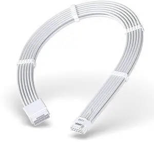 16pin (12+4) 12VHPWR PCIe 5.0 GPU Power Sleeved Cable Extension, Male to Female, Compatible with RTX 5080, 5070, 4090, 4080, 4070,16AWG with Cable Combs-All White 16pin (12+4) 12VHPWR PCIe 5.0 GPU Power Sleeved Cable Extension, Male to Female, Compatible with RTX 5080, 5070, 4090, 4080, 4070,16AWG with Cable Combs-All White