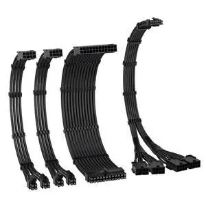 PCIE 5.0 12VHPWR Sleeved Cable Kit, 16AWG Power Supply Cable Extension, PC PSU Sleeved Cable, 24PIN-ATX/(4+4) PIN-EPS/(12+4) PIN to 4X 8 PIN PCIE- RTX4090/4080/4070Ti Extension Cable- Black PCIE 5.0 12VHPWR Sleeved Cable Kit, 16AWG Power Supply Cable Extension, PC PSU Sleeved Cable, 24PIN-ATX/(4+4) PIN-EPS/(12+4) PIN to 4X 8 PIN PCIE- RTX4090/4080/4070Ti Extension Cable- Black