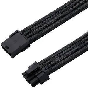 Sleeved Cable PCIE 6+2 Pin - Cable Extension for Power Supply- Black Sleeved Cable PCIE 6+2 Pin - Cable Extension for Power Supply- Black