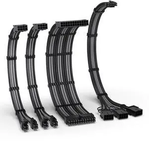 PCIE 5.0 12VHPWR Sleeved Cable Kit, 16AWG Power Supply Cable Extension, PC PSU Sleeved Cable, 24PIN-ATX/(4+4) PIN-EPS/(12+4) PIN to 3X 8 PIN PCIE- RTX4080/4070Ti Extension Cable- Black/Grey PCIE 5.0 12VHPWR Sleeved Cable Kit, 16AWG Power Supply Cable Extension, PC PSU Sleeved Cable, 24PIN-ATX/(4+4) PIN-EPS/(12+4) PIN to 3X 8 PIN PCIE- RTX4080/4070Ti Extension Cable- Black/Grey