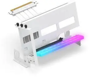 PCIe 4.0 GPU Mount Bracket with ARGB LED Module, Multi-Angle Adjustment with All White Riser Cable, Compatible to RTX4090, 4080, 4070ti - White PCIe 4.0 GPU Mount Bracket with ARGB LED Module, Multi-Angle Adjustment with All White Riser Cable, Compatible to RTX4090, 4080, 4070ti - White