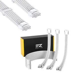 White 18AWG PSU Cable Extension Kit 4PIN/8PIN to 6+2Pin/ 8PIN to 4+4PIN Combo with 16AWG 600W12VHPWR 12+4Pin PSU Cable White 18AWG PSU Cable Extension Kit 4PIN/8PIN to 6+2Pin/ 8PIN to 4+4PIN Combo with 16AWG 600W12VHPWR 12+4Pin PSU Cable