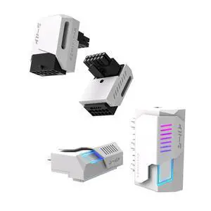 Shield ARGB 24-Pin 90 Degree Angle Adapter White with Shield 12VHPWR 12+4 GPU Power Adapter,Reverse Type -White Shield ARGB 24-Pin 90 Degree Angle Adapter White with Shield 12VHPWR 12+4 GPU Power Adapter,Reverse Type -White