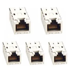 10Gbps Cat6A RJ45 Inline Coupler IP20 Shielded Ethernet Extender RJ45 8P8C Female to Female Connector for PoE++, Industrial Network, Patch Panels, Compatible with 09455451560 (5PCS) 10Gbps Cat6A RJ45 Inline Coupler IP20 Shielded Ethernet Extender RJ45 8P8C Female to Female Connector for PoE++, Industrial Network, Patch Panels, Compatible with 09455451560 (5PCS)