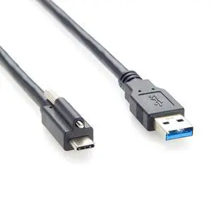 USB 3.1 C Male to USB 3.0 A Male Cable with Single Screw Lock 5Gbps Panel Mount USB 3.1 Gen 1 Type-C to Type-A Charging & Data Cable for Industry Camera, Machine Vision, Robotics (1.5M/4.92FT) USB 3.1 C Male to USB 3.0 A Male Cable with Single Screw Lock 5Gbps Panel Mount USB 3.1 Gen 1 Type-C to Type-A Charging & Data Cable for Industry Camera, Machine Vision, Robotics (1.5M/4.92FT)