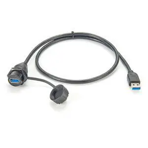 USB 3.0 A Male to Female Extension Cable 5Gbps Type A Flush Panel Mount Threaded Recessed Cable IP67 Waterproof for Data Transfer & Charging, Printer, Scanner, Control Cabinet(0.75M) USB 3.0 A Male to Female Extension Cable 5Gbps Type A Flush Panel Mount Threaded Recessed Cable IP67 Waterproof for Data Transfer & Charging, Printer, Scanner, Control Cabinet(0.75M)