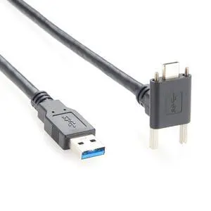Right Angle USB 3.0 A Male to USB 3.1 C Male Cable 5Gbps Screw Panel Mount Type C to A Charging & Data Cable for Industry Camera, 3D Imaging, 3D Printer, Sensors (1.5M/4.92FT) Right Angle USB 3.0 A Male to USB 3.1 C Male Cable 5Gbps Screw Panel Mount Type C to A Charging & Data Cable for Industry Camera, 3D Imaging, 3D Printer, Sensors (1.5M/4.92FT)