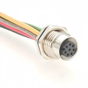 IP67 M12 8 Pin A Code Front Panel Mount Receptacle Cable Straight Bulkhead Socket Pre-Assembly Pigtail Wireable Electrical Cable for PLC, Sensor, I/O Modules (Female, 20cm) IP67 M12 8 Pin A Code Front Panel Mount Receptacle Cable Straight Bulkhead Socket Pre-Assembly Pigtail Wireable Electrical Cable for PLC, Sensor, I/O Modules (Female, 20cm)