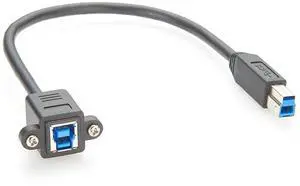 Screw Panel Mount USB 3.0 Type B Male to Female Extension Cable 5Gbps USB B Printer Cable for Hard Disk, Scanner, CNC, Enclosure (1PCS, 0.3M) Screw Panel Mount USB 3.0 Type B Male to Female Extension Cable 5Gbps USB B Printer Cable for Hard Disk, Scanner, CNC, Enclosure (1PCS, 0.3M)