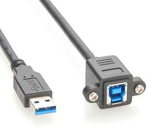 Screw Panel Mount USB 3.0 A Male to Type-B Female Extension Cable 5Gbps USB A to USB B Printer Cable for Scanner, Industrial Camera, Control Panel (1PCS, 0.3M) Screw Panel Mount USB 3.0 A Male to Type-B Female Extension Cable 5Gbps USB A to USB B Printer Cable for Scanner, Industrial Camera, Control Panel (1PCS, 0.3M)