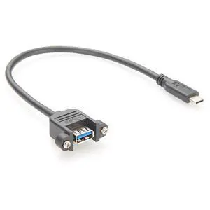 Panel Mount USB 3.0 Female to USB 3.1 C Male Extension Cable with Screw Lock USB 3.1 Gen 2 C to Type A Charging & Data Cable for PC, Cabinet, Flash Drive, Camera, Laptop (1PCS, 0.3M) Panel Mount USB 3.0 Female to USB 3.1 C Male Extension Cable with Screw Lock USB 3.1 Gen 2 C to Type A Charging & Data Cable for PC, Cabinet, Flash Drive, Camera, Laptop (1PCS, 0.3M)
