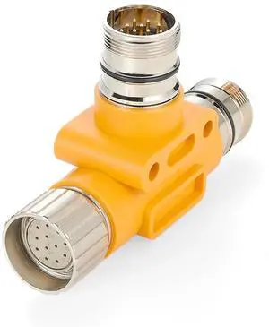 M23 TAP Tee Splitter 12 Pin 1 Female to 2 Male T Distributor M23 Circular Connector T Splitter for Profibus & Interbus Module Power Supply, Servo Motor M23 TAP Tee Splitter 12 Pin 1 Female to 2 Male T Distributor M23 Circular Connector T Splitter for Profibus & Interbus Module Power Supply, Servo Motor