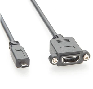 Screw Panel Mount HDMI 1.4 Female to Micro HDMI Male Extension Cable 4K@30Hz HDMI Type D Cable for Camera, TV, Monitor, Projector (1PCS, 0.3M) Screw Panel Mount HDMI 1.4 Female to Micro HDMI Male Extension Cable 4K@30Hz HDMI Type D Cable for Camera, TV, Monitor, Projector (1PCS, 0.3M)