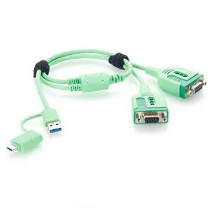 USB-A & USB-C to RS232 Serial Adapter Cable USB to Dual DB9 Female COM Port Converter with FTDI FT232RNL Chip for PLC, CNC Machines, Modem, POS (DB9 Female, 0.6m) USB-A & USB-C to RS232 Serial Adapter Cable USB to Dual DB9 Female COM Port Converter with FTDI FT232RNL Chip for PLC, CNC Machines, Modem, POS (DB9 Female, 0.6m)