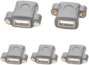 USB 2.0 Screw Panel Mount Connector USB A Female to Female Bulkhead Pass Through Coupler Extender Data Transfer Adapter for Scanner Printer Hard Drive U Disk (5PCS) USB 2.0 Screw Panel Mount Connector USB A Female to Female Bulkhead Pass Through Coupler Extender Data Transfer Adapter for Scanner Printer Hard Drive U Disk (5PCS)
