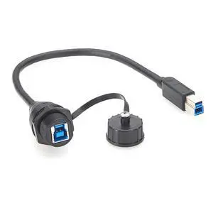 IP67 Waterproof USB 3.0 Type-B Bulkhead Panel Mount Cable USB B Male to Female Extension Cable 5Gbps for Printer, PLC, HMI, CNC, Industrial Camera, Machine Vision (0.3M/0.98FT) IP67 Waterproof USB 3.0 Type-B Bulkhead Panel Mount Cable USB B Male to Female Extension Cable 5Gbps for Printer, PLC, HMI, CNC, Industrial Camera, Machine Vision (0.3M/0.98FT)