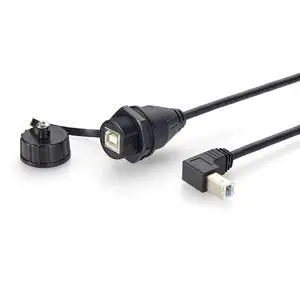Right Angle IP67 Waterproof USB 2.0 Type-B Panel Mount Cable USB B Male to Female Bulkhead Feed Through Extension Cable 480Mbps for Printer, PLC, HMI, CNC Machine, Industrial Camera (1.5M/4.92FT) Right Angle IP67 Waterproof USB 2.0 Type-B Panel Mount Cable USB B Male to Female Bulkhead Feed Through Extension Cable 480Mbps for Printer, PLC, HMI, CNC Machine, Industrial Camera (1.5M/4.92FT)
