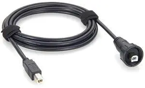 IP67 Waterproof USB 2.0 Type-B Threaded Panel Mount Cable Industrial USB B Male to Male Data Cable 480Mbps for CNC Machines, PLC, Printer, Machine Vision, Industrial Cameras (2M/6.6FT) IP67 Waterproof USB 2.0 Type-B Threaded Panel Mount Cable Industrial USB B Male to Male Data Cable 480Mbps for CNC Machines, PLC, Printer, Machine Vision, Industrial Cameras (2M/6.6FT)