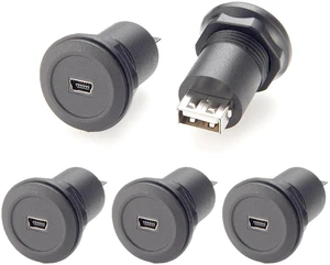 Mini USB Female to USB 2.0 Type A Female Adapter Flush Panel Mount USB Bulkhead Passthrough Connector Socket for Data & Charging, Car Dashboard, Motorcycle, Boat (5PCS) Mini USB Female to USB 2.0 Type A Female Adapter Flush Panel Mount USB Bulkhead Passthrough Connector Socket for Data & Charging, Car Dashboard, Motorcycle, Boat (5PCS)