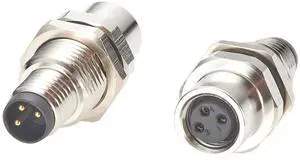 M8 A-Code 3 Pin Male to Female Bulkhead Connector Straight Industrial Sensor Circular Connector IP67 Shielded Feedthrough Panel Mount Socket Receptacle For Control Cabinet I/O System Automation (2PCS) M8 A-Code 3 Pin Male to Female Bulkhead Connector Straight Industrial Sensor Circular Connector IP67 Shielded Feedthrough Panel Mount Socket Receptacle For Control Cabinet I/O System Automation (2PCS)