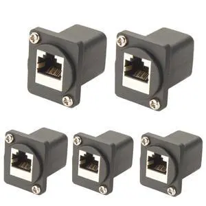 D-Type/XLR RJ45 Panel Mount Coupler 10Gbps CAT6A EtherCon Ethernet LAN Network Connector RJ45 Feedthrough Bulkhead Female to Female Chassis Socket Adapter for CAT6A/CAT6/CAT5E/CAT5 (5PCS CAT6A) D-Type/XLR RJ45 Panel Mount Coupler 10Gbps CAT6A EtherCon Ethernet LAN Network Connector RJ45 Feedthrough Bulkhead Female to Female Chassis Socket Adapter for CAT6A/CAT6/CAT5E/CAT5 (5PCS CAT6A)