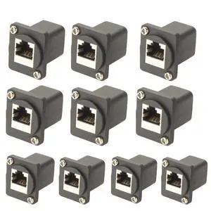 D-Type/XLR RJ45 Panel Mount Coupler 10Gbps CAT6A EtherCon Ethernet LAN Network Connector RJ45 Feedthrough Bulkhead Female to Female Chassis Socket Adapter for CAT6A/CAT6/CAT5E/CAT5 (10PCS CAT6A) D-Type/XLR RJ45 Panel Mount Coupler 10Gbps CAT6A EtherCon Ethernet LAN Network Connector RJ45 Feedthrough Bulkhead Female to Female Chassis Socket Adapter for CAT6A/CAT6/CAT5E/CAT5 (10PCS CAT6A)