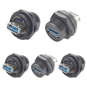 IP67 USB 3.0 A Female to Female Coupler Extender 5Gbps Type A Flush Panel Mount Connector Waterproof Bulkhead Feed Through Adapter with Dust Cap (5PCS) IP67 USB 3.0 A Female to Female Coupler Extender 5Gbps Type A Flush Panel Mount Connector Waterproof Bulkhead Feed Through Adapter with Dust Cap (5PCS)