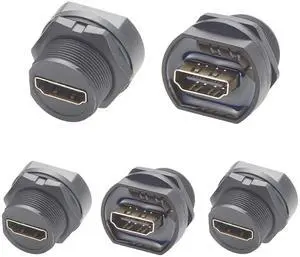 IP67 Waterproof HDMI 1.4 Female to Female Coupler 4K@30Hz Flush Panel Mount Pass Through Connector with Dust Cap for TV Laptop PC Monitor Projector (5PCS) IP67 Waterproof HDMI 1.4 Female to Female Coupler 4K@30Hz Flush Panel Mount Pass Through Connector with Dust Cap for TV Laptop PC Monitor Projector (5PCS)