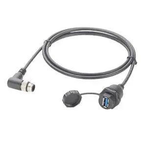 Right Angle Industrial USB 3.0 Connection Cable IP67 Waterproof USB A Socket to M12 5Pin B Code Male Feedthrough Bulkhead Panel Mount Compatible with IFM EC9125 for PDM360 NG Module,HMI(1.5M/4.92FT) Right Angle Industrial USB 3.0 Connection Cable IP67 Waterproof USB A Socket to M12 5Pin B Code Male Feedthrough Bulkhead Panel Mount Compatible with IFM EC9125 for PDM360 NG Module,HMI(1.5M/4.92FT)