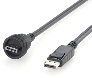 DisplayPort 1.2 Male to Male Cable 4K@60Hz IP67 Waterproof DP Cable with Threaded Bulkhead Panel Mount (3FT) DisplayPort 1.2 Male to Male Cable 4K@60Hz IP67 Waterproof DP Cable with Threaded Bulkhead Panel Mount (3FT)