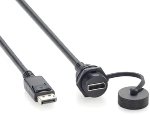 Waterproof Panel Mount DisplayPort 1.2 Male to Female Extension Cable (1FT) Waterproof Panel Mount DisplayPort 1.2 Male to Female Extension Cable (1FT)