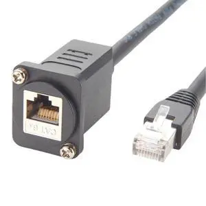 D Series Panel Mount RJ45 Cable Shielded CAT6A Network Ethernet Male to Female Extension Cable RJ45 Feedthru Screw Mount for Industrial Camera Machine Vision (0.3M/1FT) D Series Panel Mount RJ45 Cable Shielded CAT6A Network Ethernet Male to Female Extension Cable RJ45 Feedthru Screw Mount for Industrial Camera Machine Vision (0.3M/1FT)