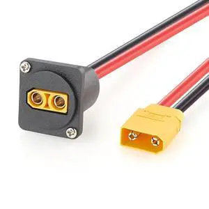 D-Type XT90 Male to Female Panel Mount Extension Cable 10AWG for Portable Power Station, Solar, Lipo Battery (1FT) D-Type XT90 Male to Female Panel Mount Extension Cable 10AWG for Portable Power Station, Solar, Lipo Battery (1FT)