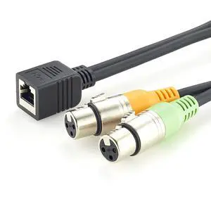 RJ45 to Dual XLR 3 Pin Female Adapter Cable Balanced Audio Cable for Professional Mixer, Studio, Broadcast (Female, 20cm) RJ45 to Dual XLR 3 Pin Female Adapter Cable Balanced Audio Cable for Professional Mixer, Studio, Broadcast (Female, 20cm)