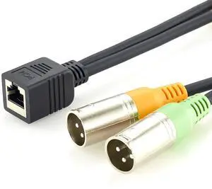 RJ45 Female to Dual XLR 3 Pin Male Adapter Cable Balanced Audio Cable for Professional Mixer, Studio, Broadcast (Male, 20cm) RJ45 Female to Dual XLR 3 Pin Male Adapter Cable Balanced Audio Cable for Professional Mixer, Studio, Broadcast (Male, 20cm)